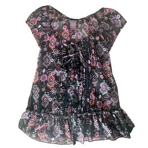 Womens Sheer Floral Print Top - M